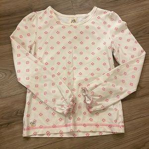 Wildflowers long sleeve pink floral top with cream background. Size 8. EUC.